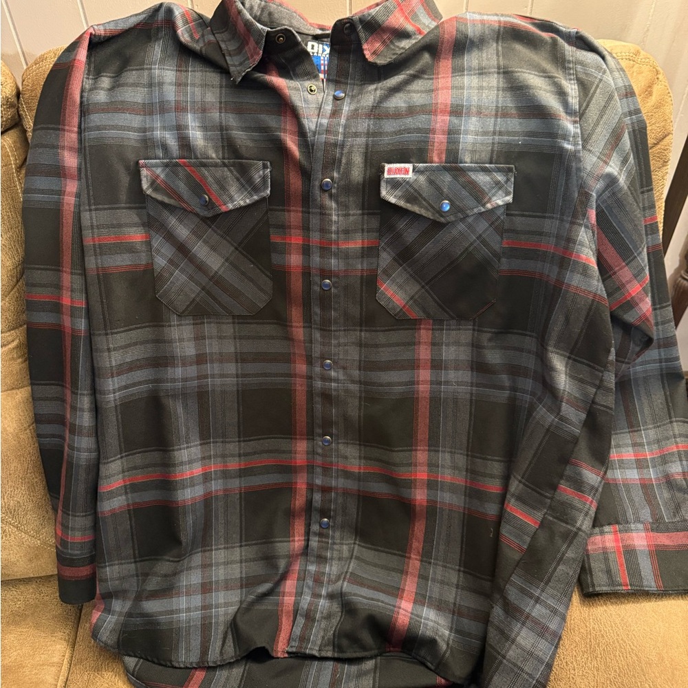 DIXXON  Ground Zero Black and Red Plaid Button Down Shirt